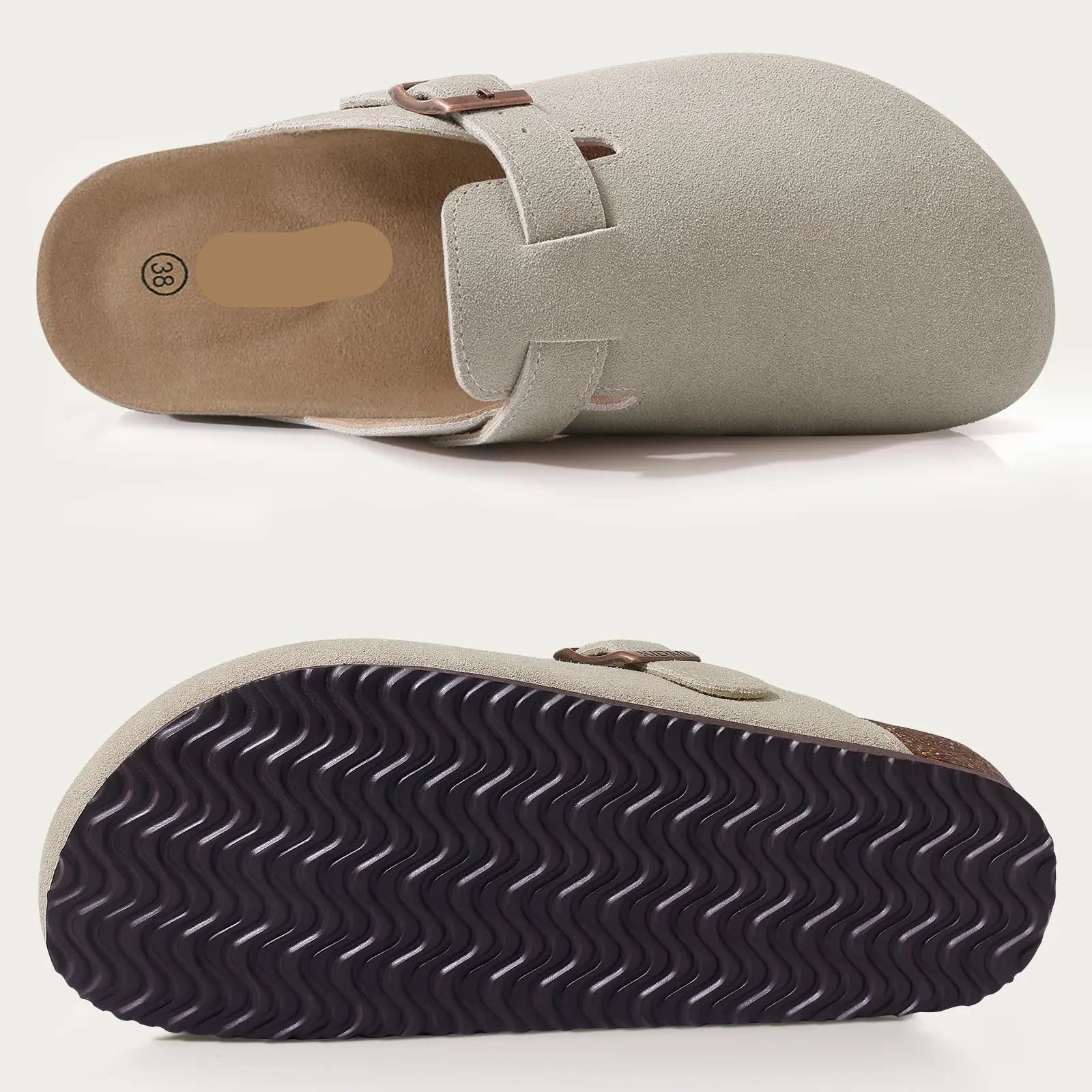 Suede Platform Cork Insole Slippers